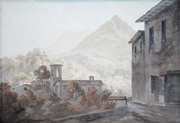 Lugano Gölü (kağıt üzerine sulu boya) by John Warwick Smith