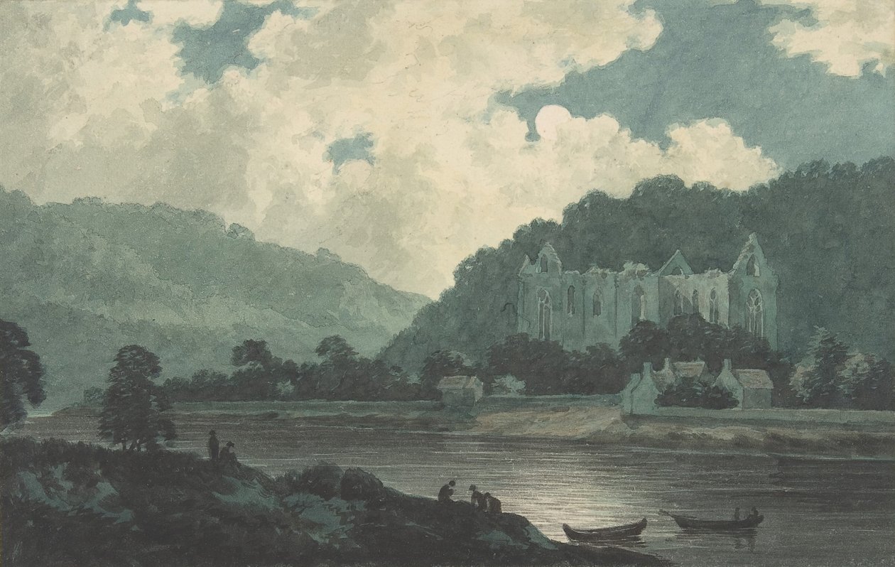 Ay Işığında Tintern Manastırı, yak. 1789. by John Warwick Smith