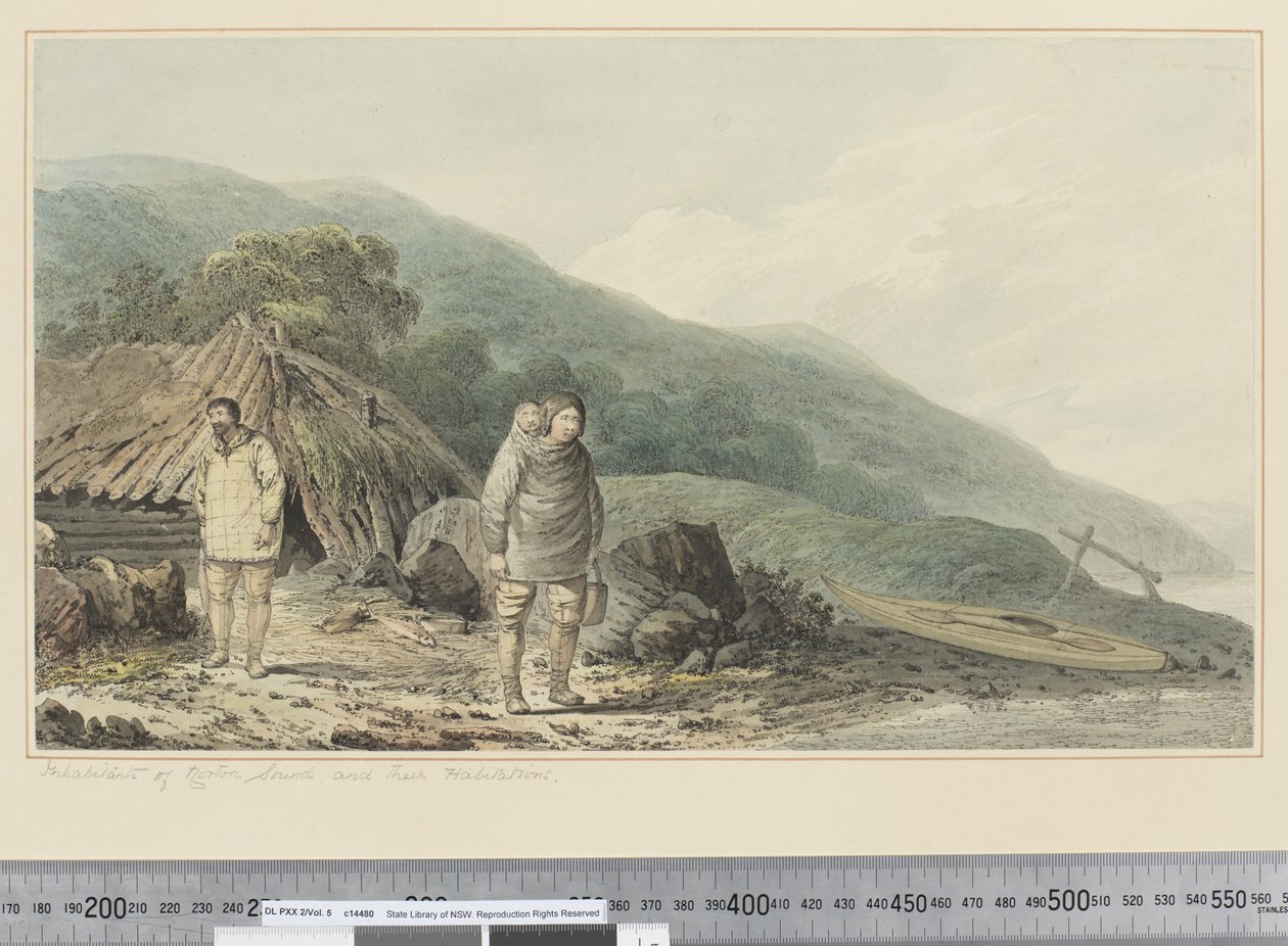 F.33 Norton Sound Sakinleri ve Yerleşimleri, c.1773-84 (suluboya) by John Webber