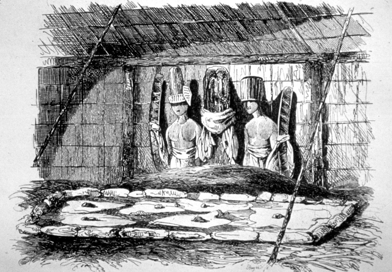 Bir Cenaze Kulübesinin İçi, Tahiti, 18. yüzyıl by John Webber