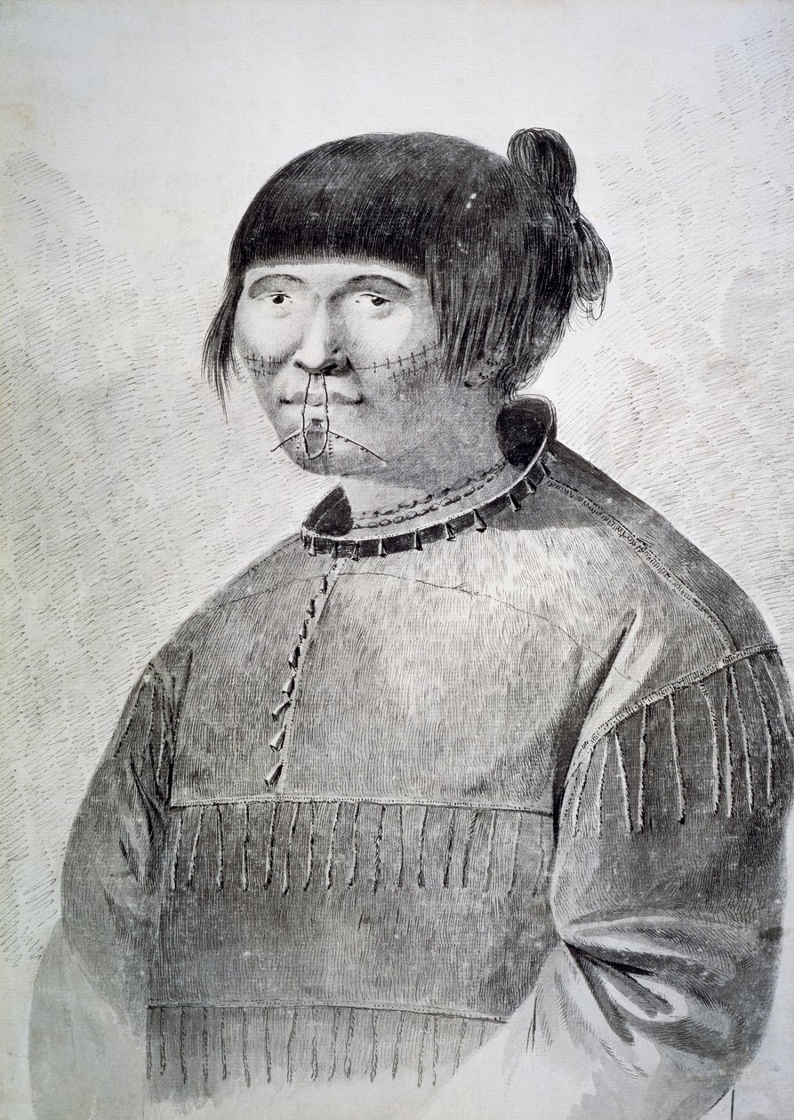 Unalaska adasından dövmeli yerli portresi by John Webber