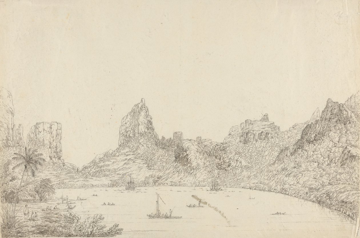 Eimeo Adası'ndaki Taloo Limanı'nın görünümü by John Webber