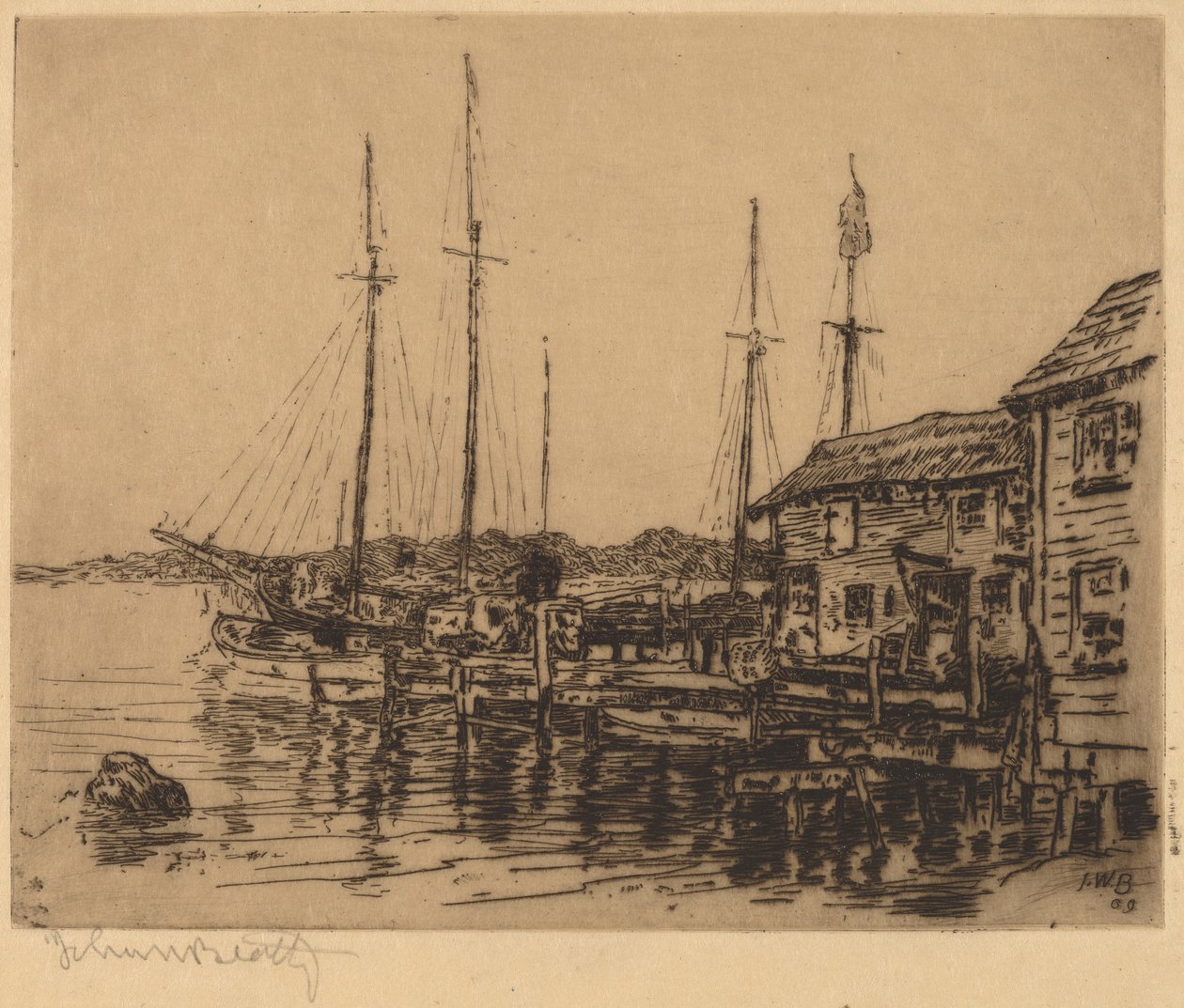 Quay, Noank, Conn Boyunca Balıkçı Tekneleri. by John Wesley Beatty