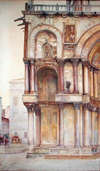San Marco Bazilikası Cephe Köşesi, Venedik, 1870 (kağıt üzerinde wc) by John Wharlton Bunney