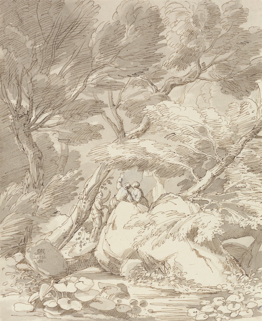 Canonteign, Devon'daki Rocky River Bank'taki Rakamlar by John White Abbott