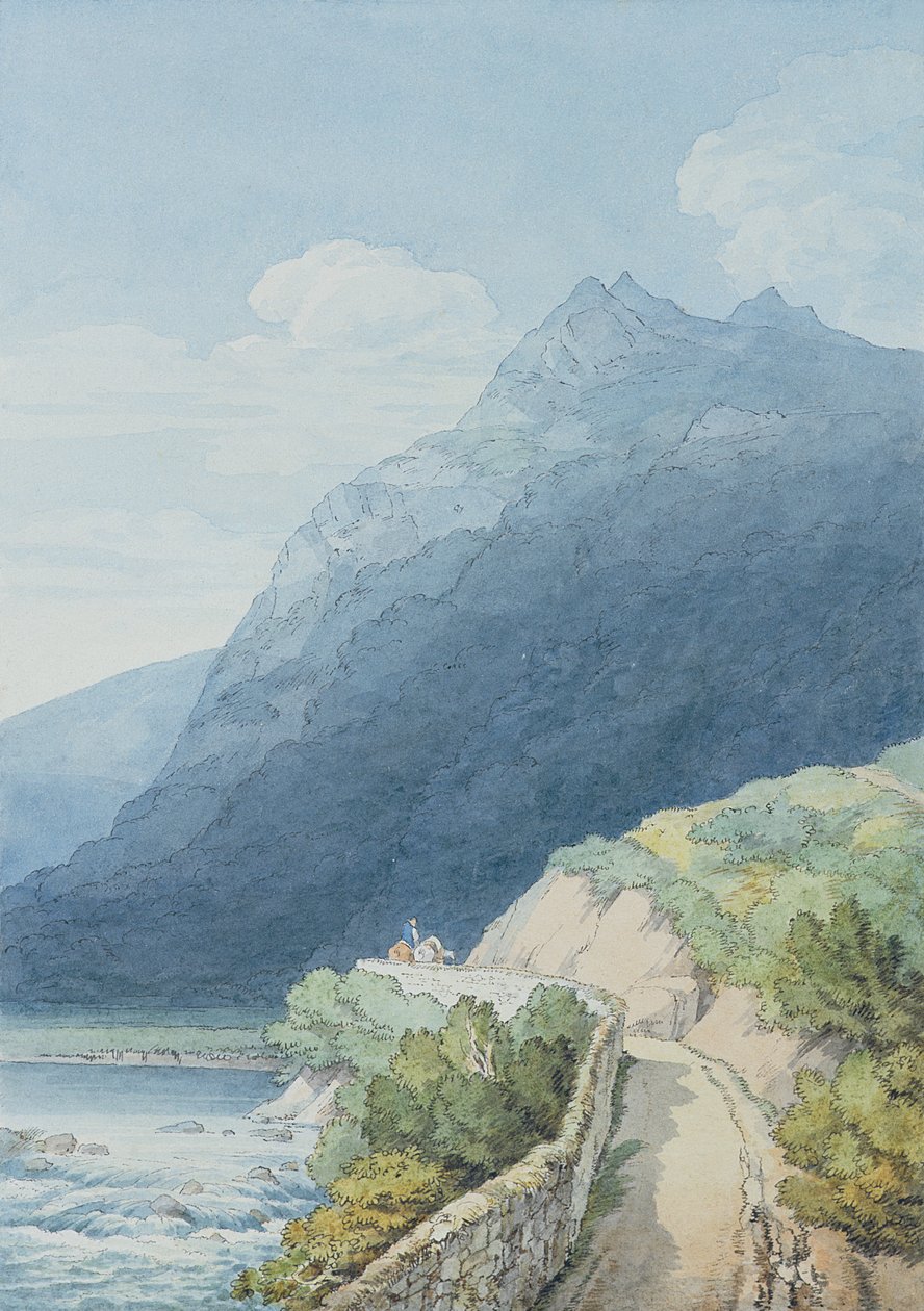 Dart at Holne Chase, Devon (wc, kalem ve mürekkep) by John White Abbott