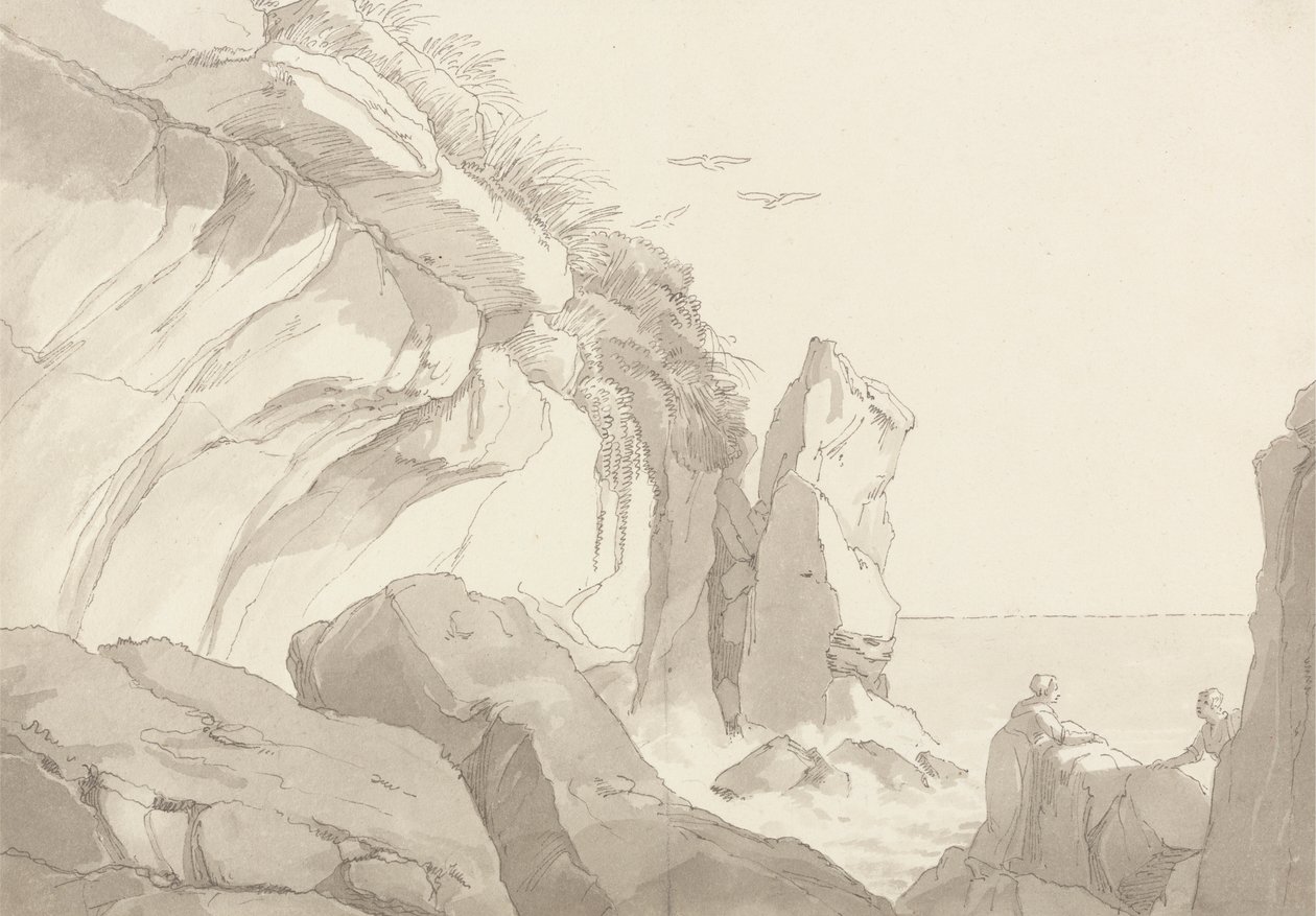 Exmouth, Devon Yakınındaki Warren: Deniz Kenarındaki Kayaların Üzerindeki Figürler by John White Abbott