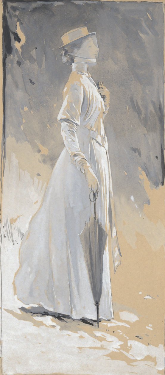 Beyazlı genç kadın: Bayan Cynthia by John White Alexander