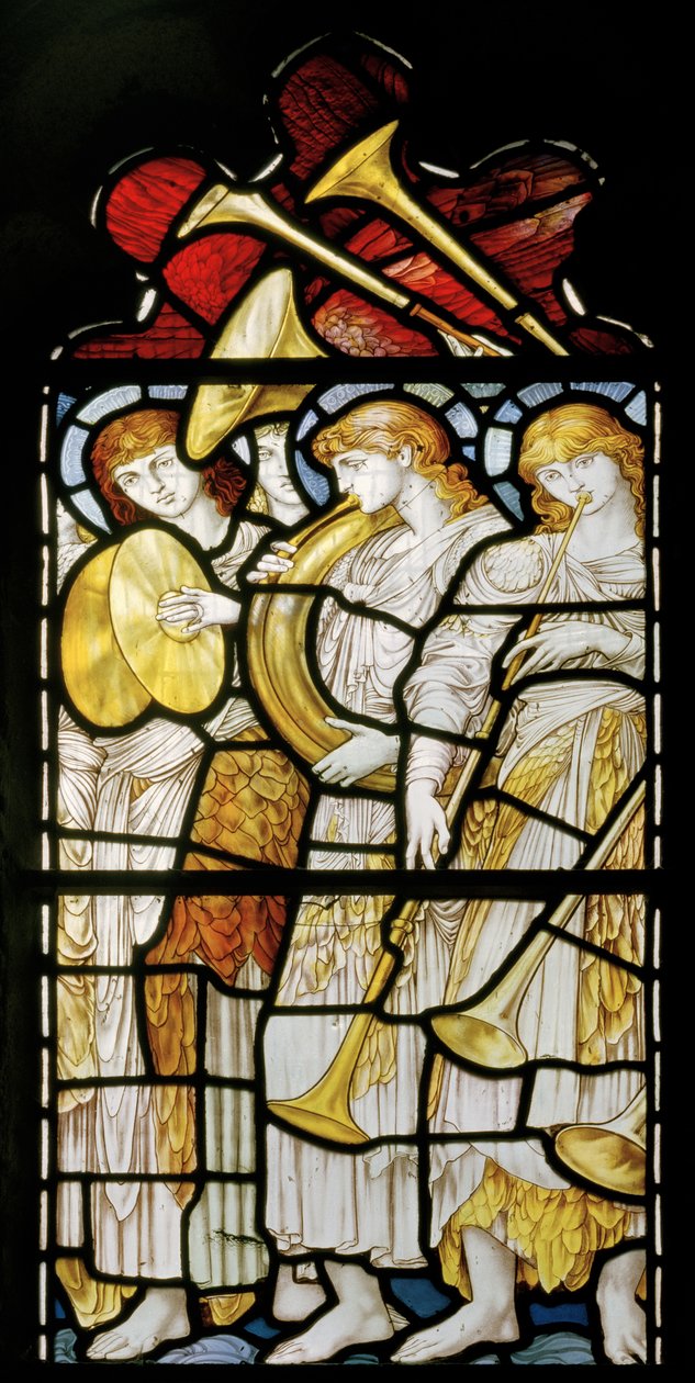 Müzikal Melekler, Te Deum, Doğu Penceresi, c.1888 (vitray) by John William Brown