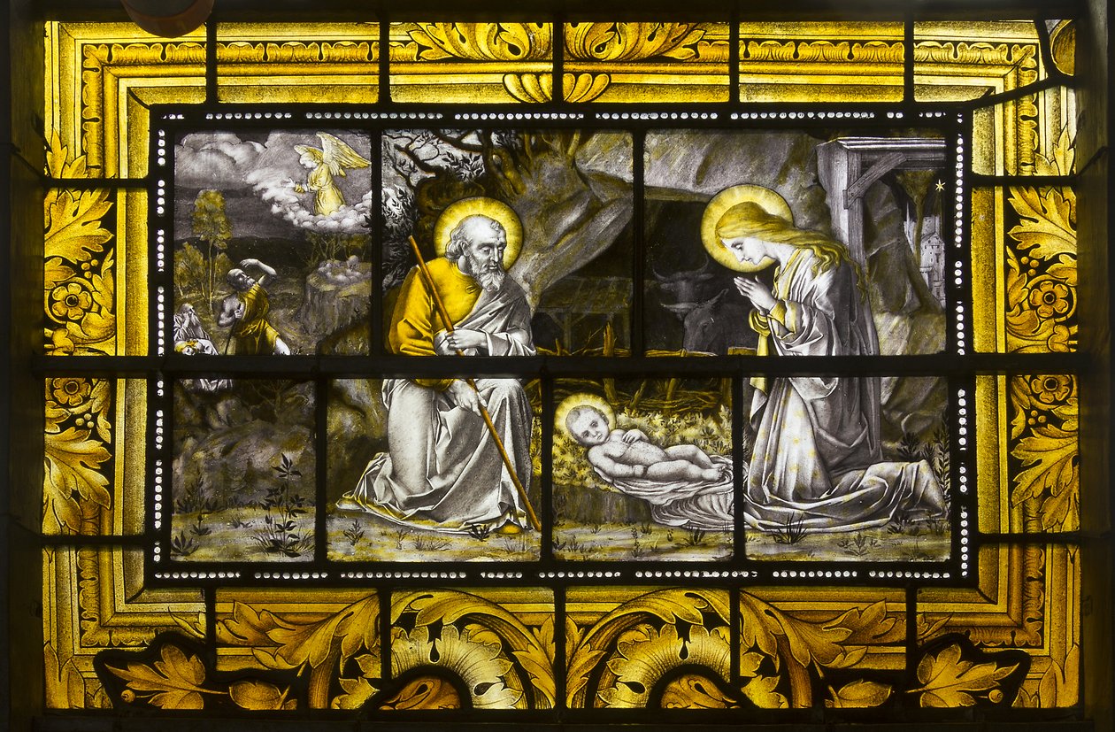 Oxford, Trinity College, James Powell & Sons, John William Brown (1842-1928), The Nativity, 1885 by John William Brown