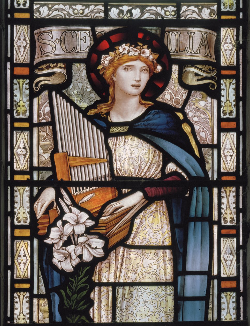 Aziz Cecilia, 1890 (vitray) by John William Brown
