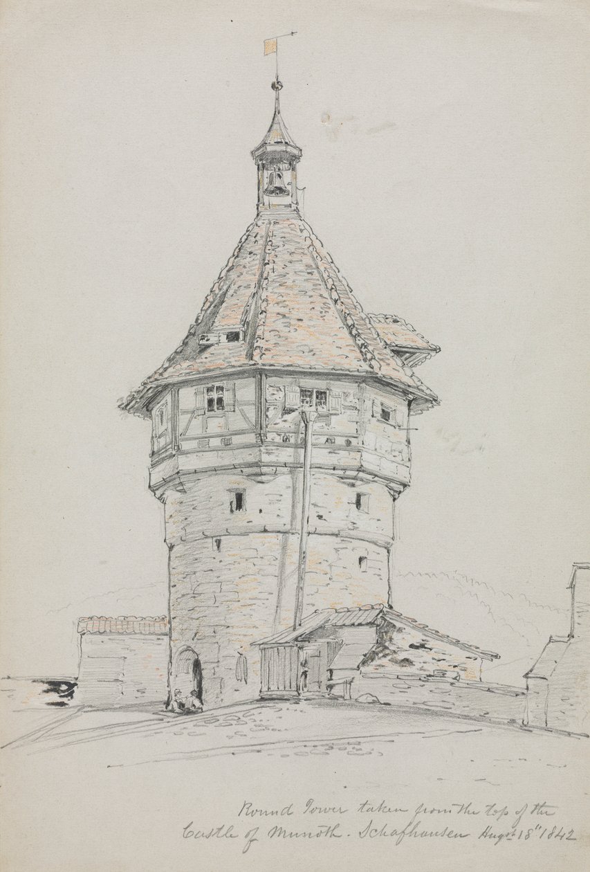 Yuvarlak Kule, Munot Kalesi, Schaffhausen, İsviçre, 1842. by John William Casilear