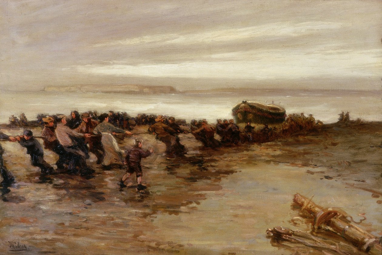 Cankurtaran Teknesini Çekmek, Kutsal Ada, 1910-20 dolayları by John William Gilroy