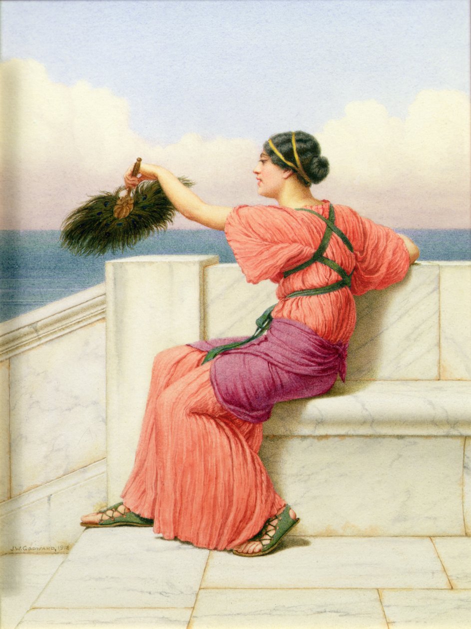 Denizden Gelen Klasik Bir Güzellik (tuval üzerine yağlı boya) by John William Godward