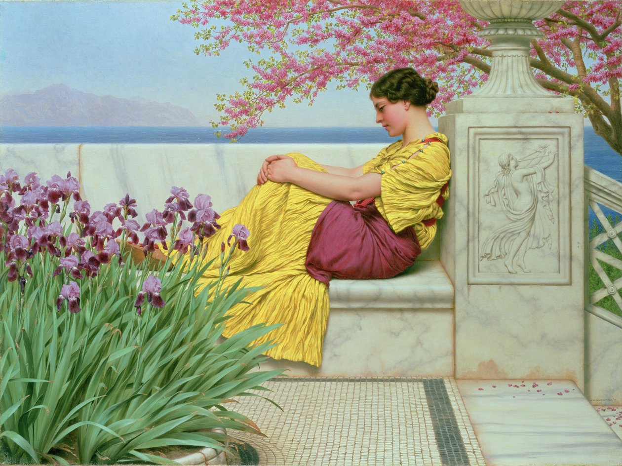 Dalda Sarkan Çiçeğin Altında, 1917 by John William Godward