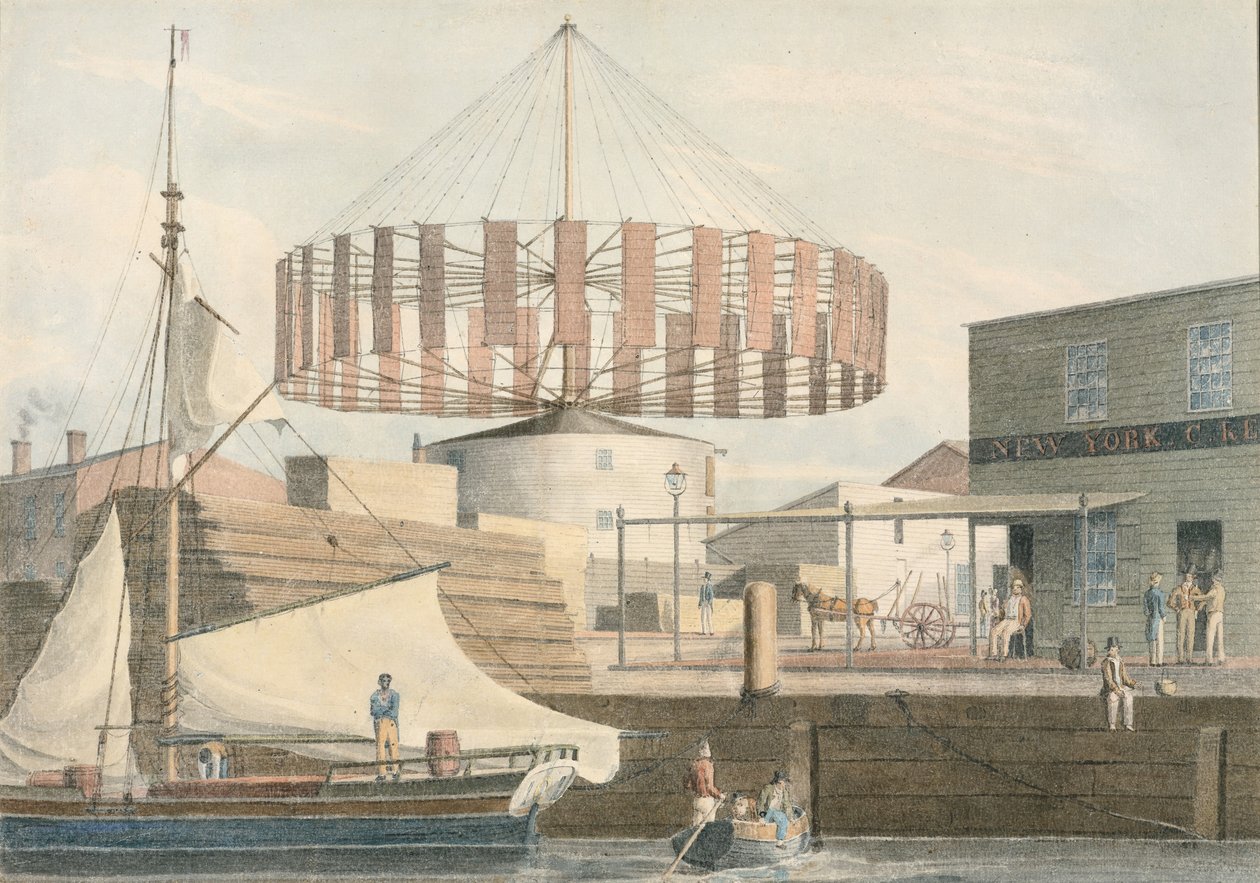 Dairesel Değirmen, King Street, New York, 1830. by John William Hill