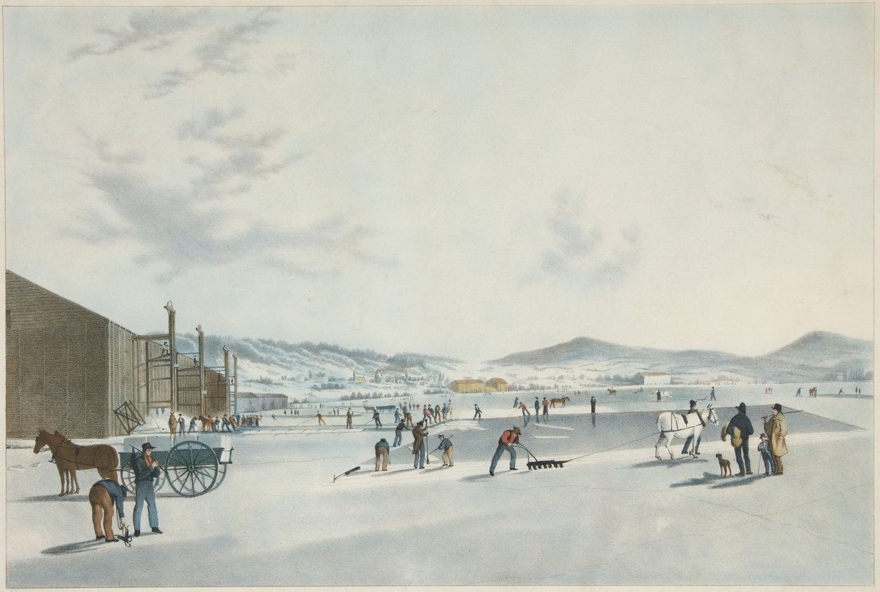 Rockland Gölü - Buz Kesme. Kuzey Doğudan Görünüm, pub. 1849 by John William Hill