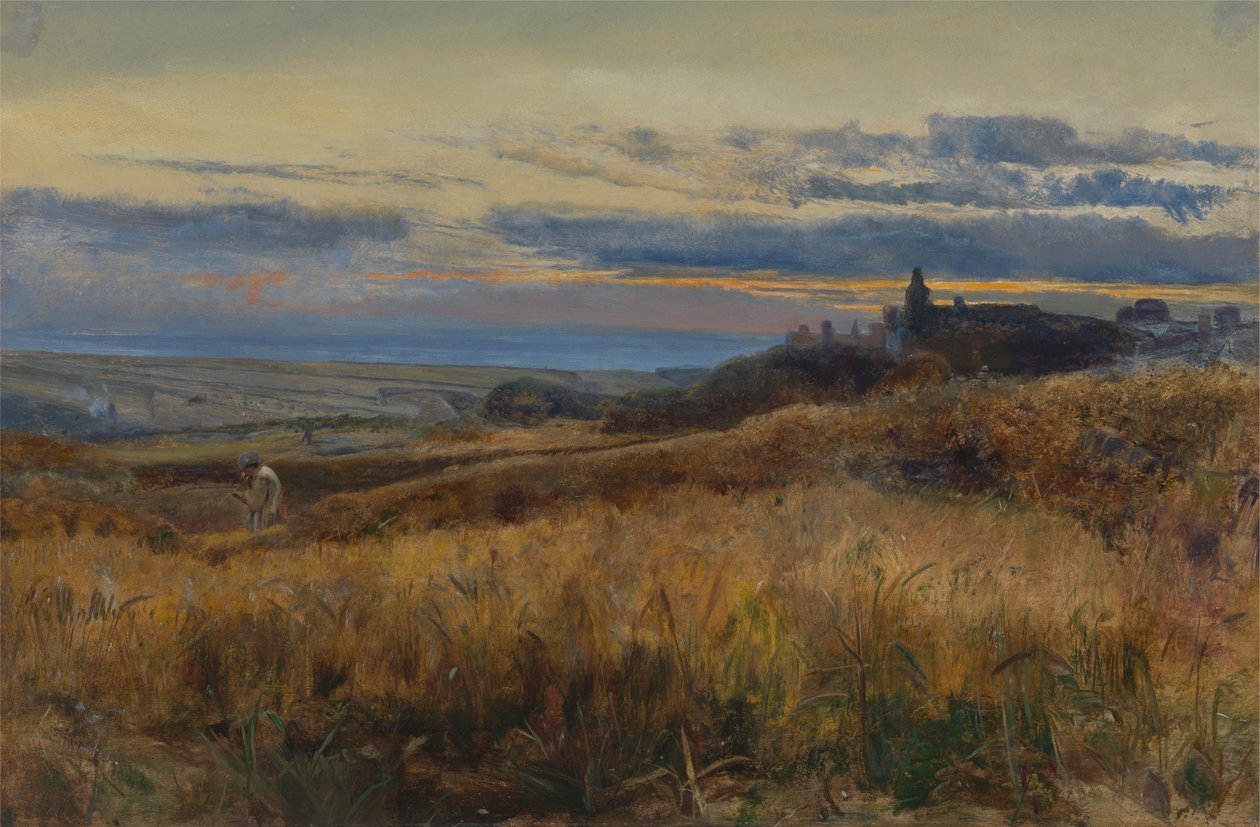 gün batımında mısır tarlası by John William Inchbold
