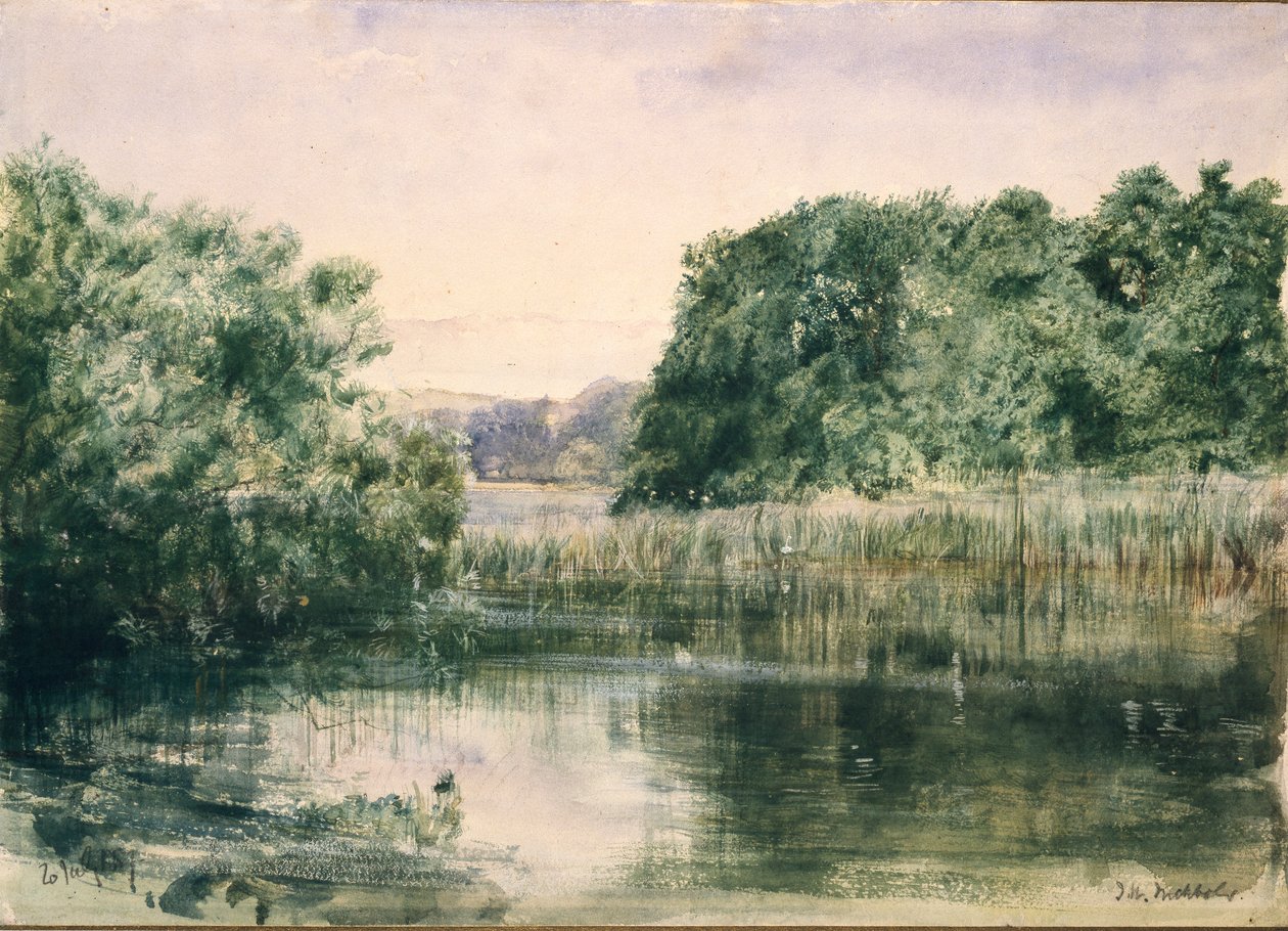 Ağaçlı Göl Manzarası, 1857 by John William Inchbold