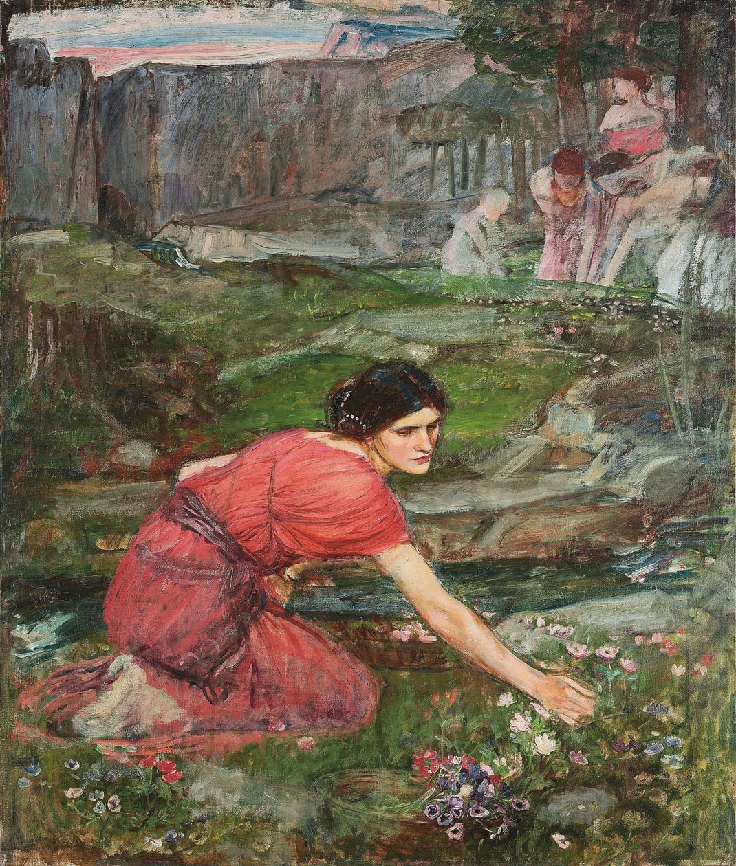Bir Araştırma: Dere Kenarında Çiçek Toplayan Bakireler, c. 1909-1914 by John William Waterhouse