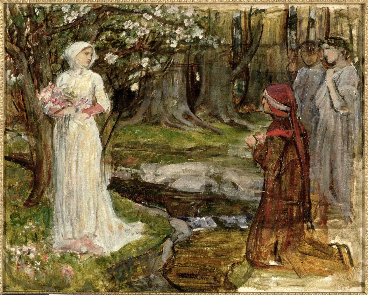 Dante ve Beatrice, c.1916-17 (tuval üzerine yağlı boya) by John William Waterhouse