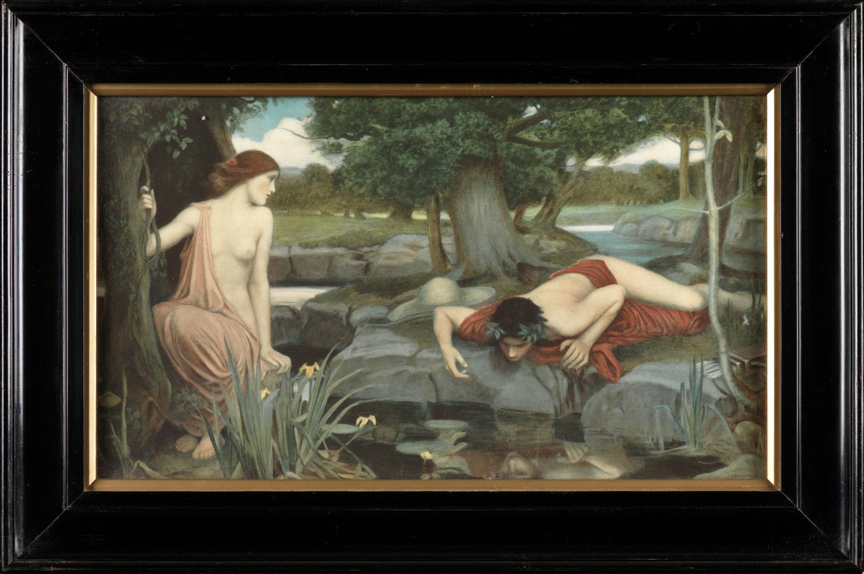 Echo ve Narcissus (renkli baskı) by John William Waterhouse