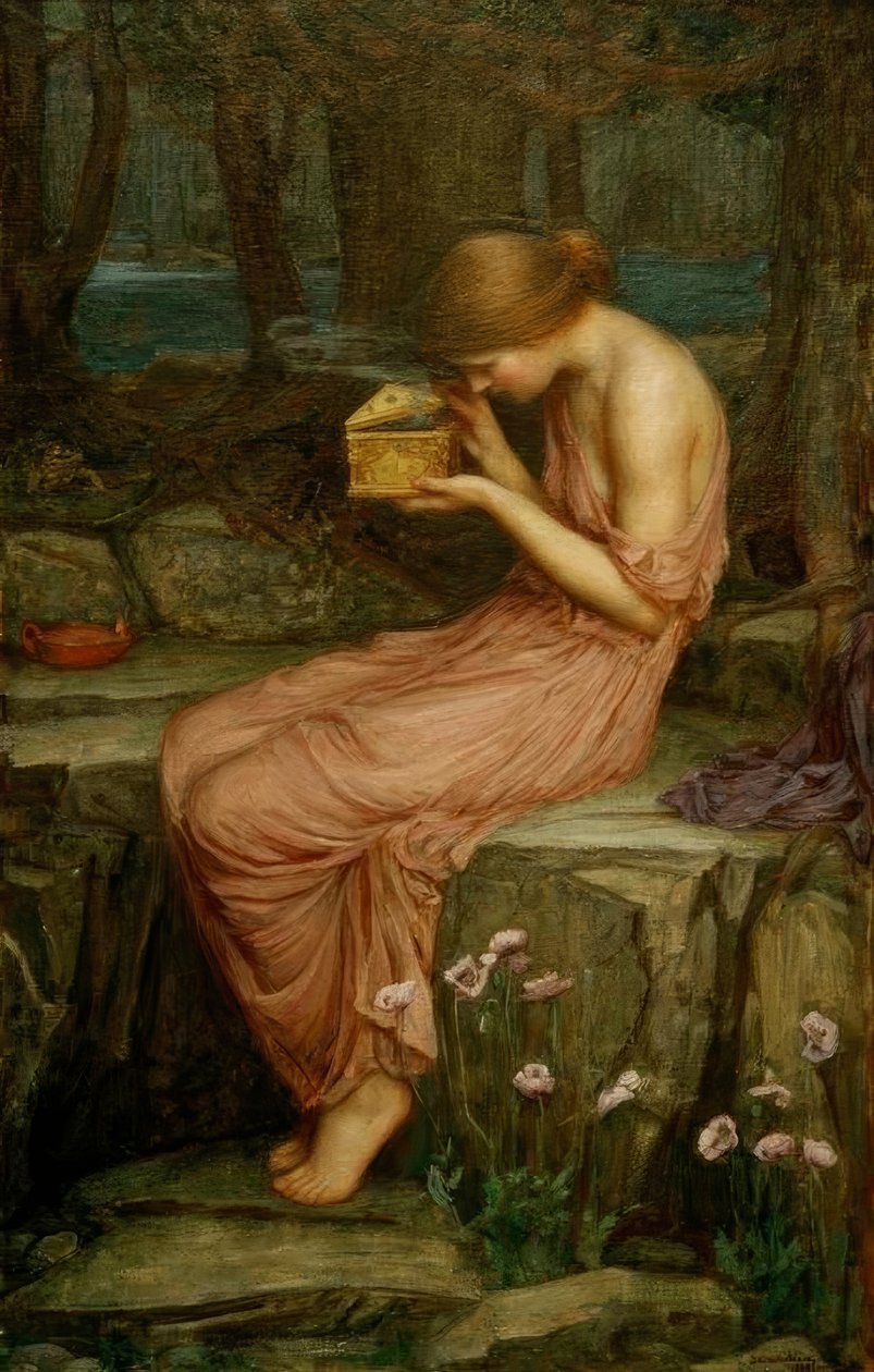Altın Kutuyu açan Psyche by John William Waterhouse