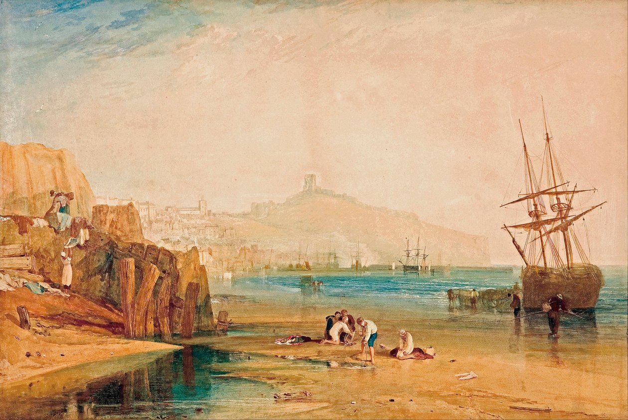 Joseph Mallord William Turner (1775-1851) tarafından yapılan ""Sabah Erken saatlerde Scarborough Manzarası, Yengeçleri Kovalayan Çocuklar" tablosu 1810 dolaylarında Güney Avustralya Sanat Galerisi Adelaide, Avustralya by John William Waterhouse