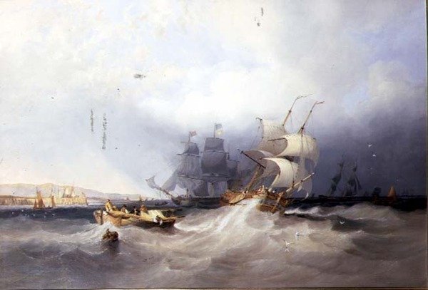 Bir Liman Menzilinde Hollandalı Bir Brig ve bir Doğu Kıyısı Limanındaki Diğer Gemiler by John Wilson Carmichael
