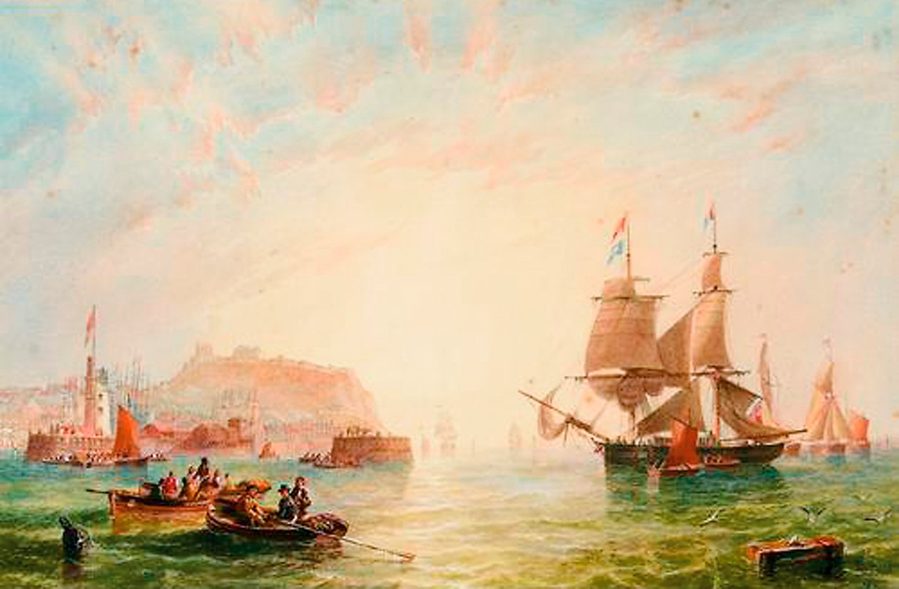 Scarborough girişinde bir ticaret gemisi ve diğer gemiler by John Wilson Carmichael