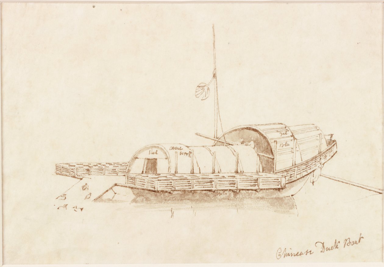 Çin Ördek Teknesi (kağıt üzerinde mürekkep (spiral) (kağıt üzerinde)) by John Wilson Carmichael
