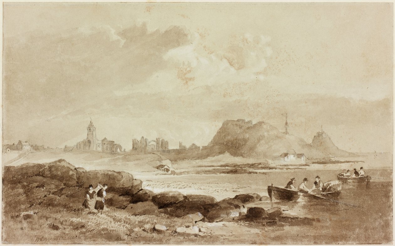 Kutsal Ada (kağıt üzerine kurşun kalem ve suluboya (sepya)) by John Wilson Carmichael