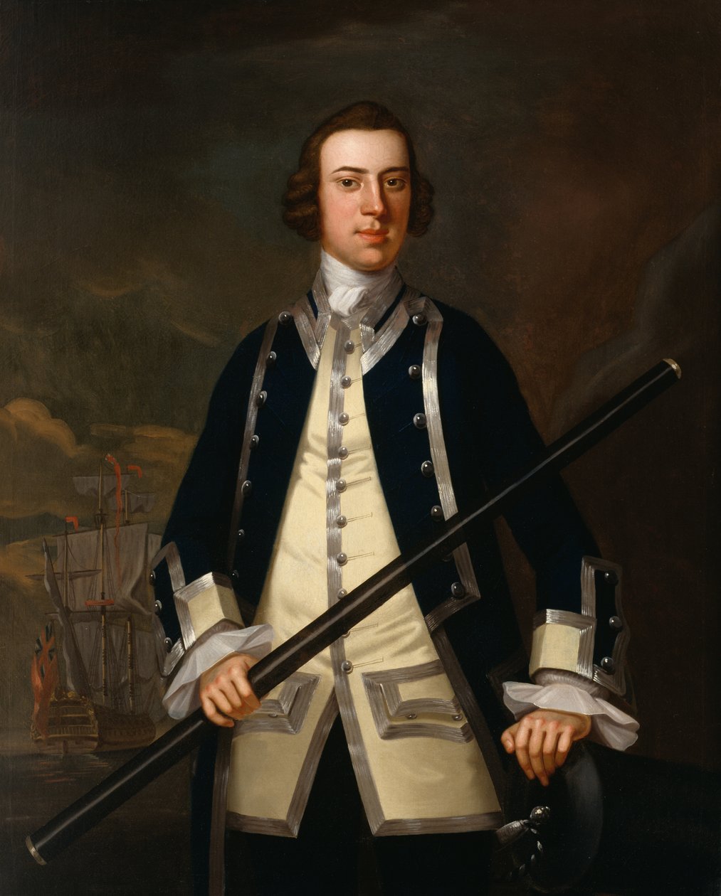 Geleneksel olarak Augustus Keppel (1725-86) olarak bilinen bir Deniz Subayının portresi c.1749 by John Wollaston