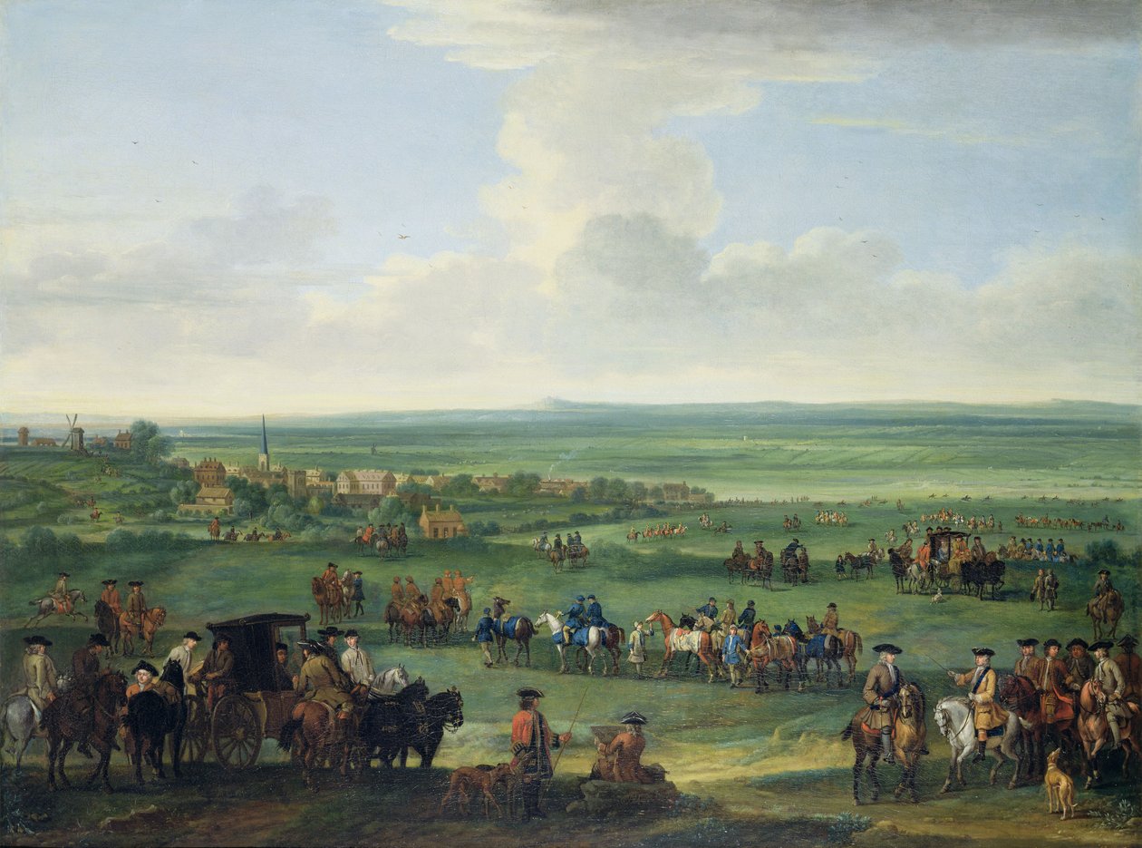 George I (1660-1727), Newmarket, 4 veya 5 Ekim 1717, c.1717 (tuval üzerine yağlı boya) by John Wootton