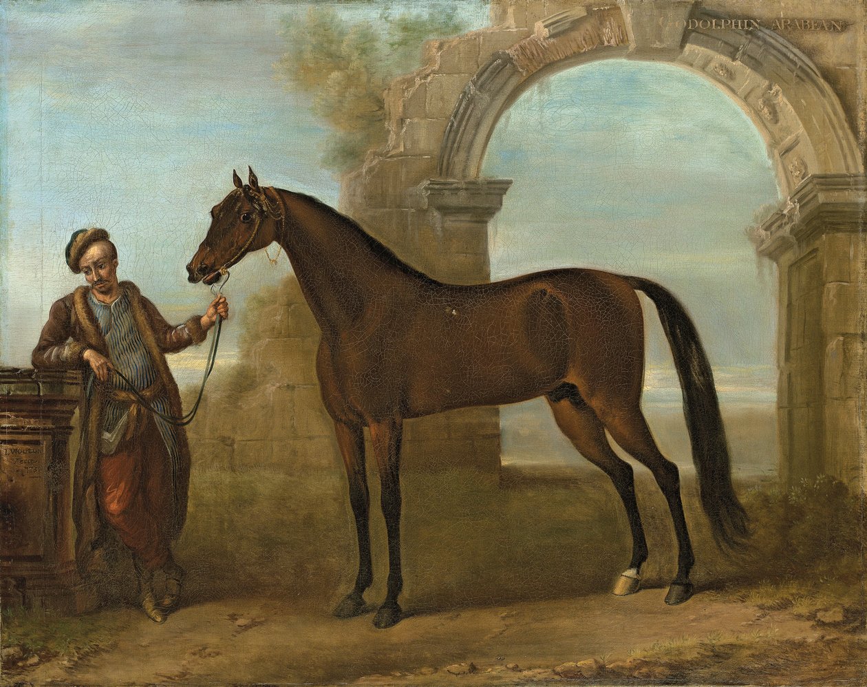 Bir Damat Tarafından Tutulan Godolphin Arabien, Mahvolmuş Kemerli Bir Manzarada, 1731 by John Wootton