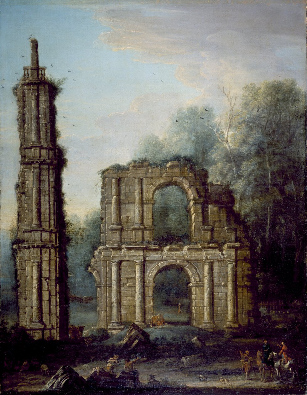 Holdenby Kalesi kalıntıları, Northamptonshire, c.1735-45 (tuval üzerine yağlı boya) by John Wootton