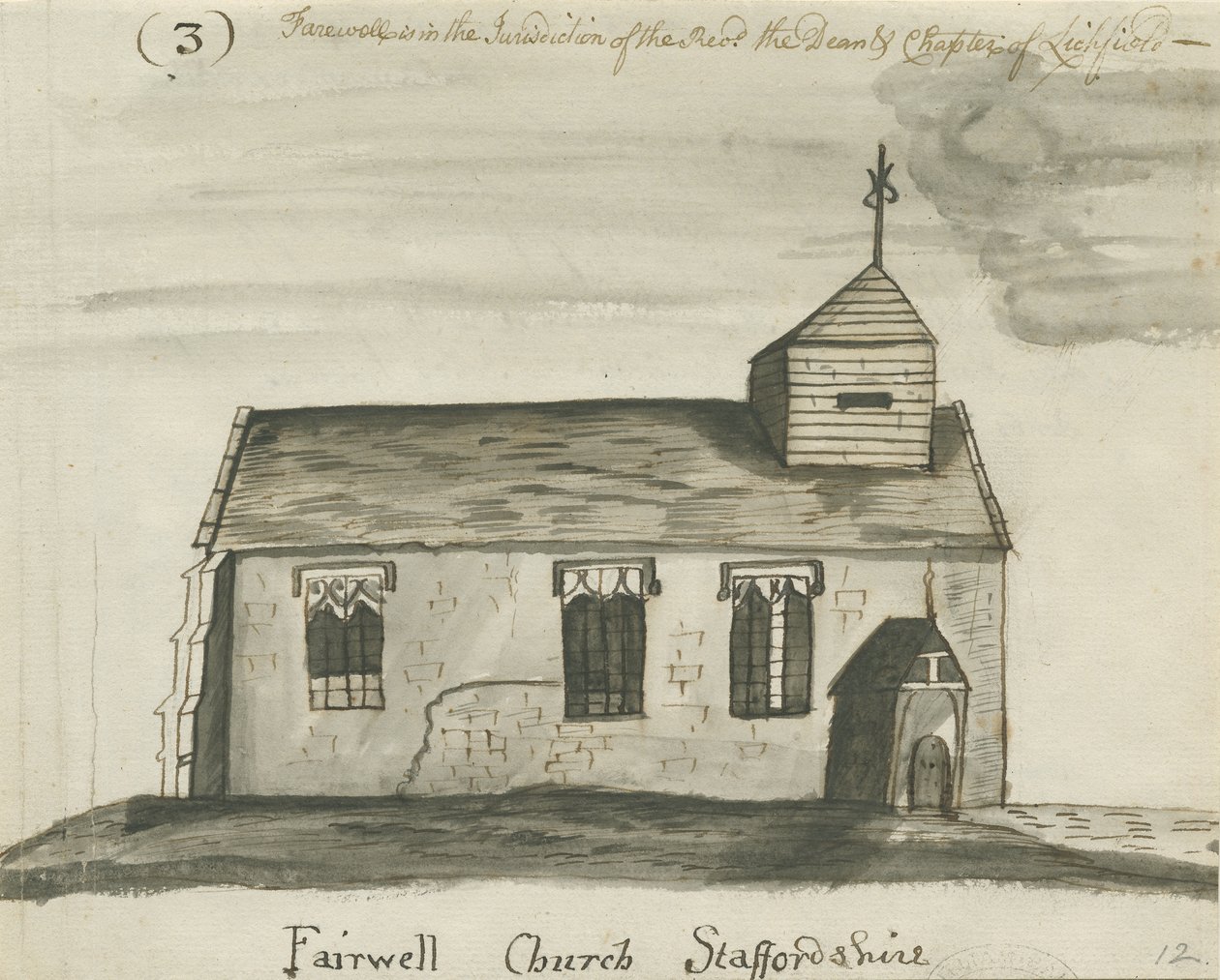 Elveda Kilisesi: kalem ve yıkama sepya çizimi, nd [c 1780] by John Wright