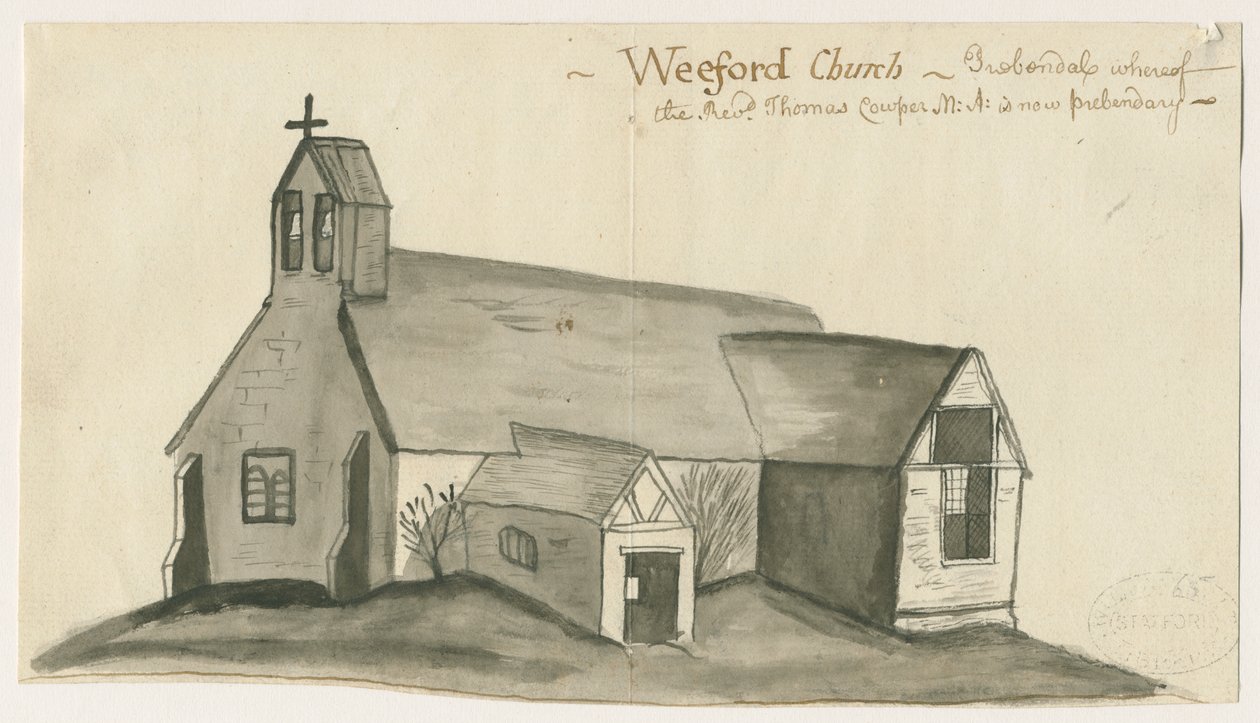 Weeford Kilisesi: sepya yıkama çizimi, nd [1784] (çizim) by John Wright