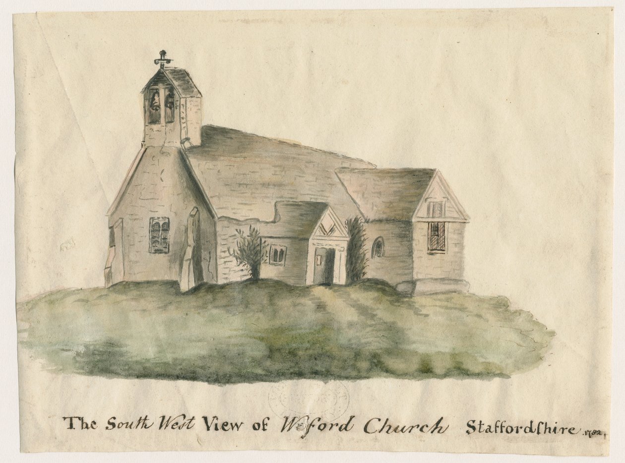 Weeford Kilisesi: sulu boya, 1782 by John Wright