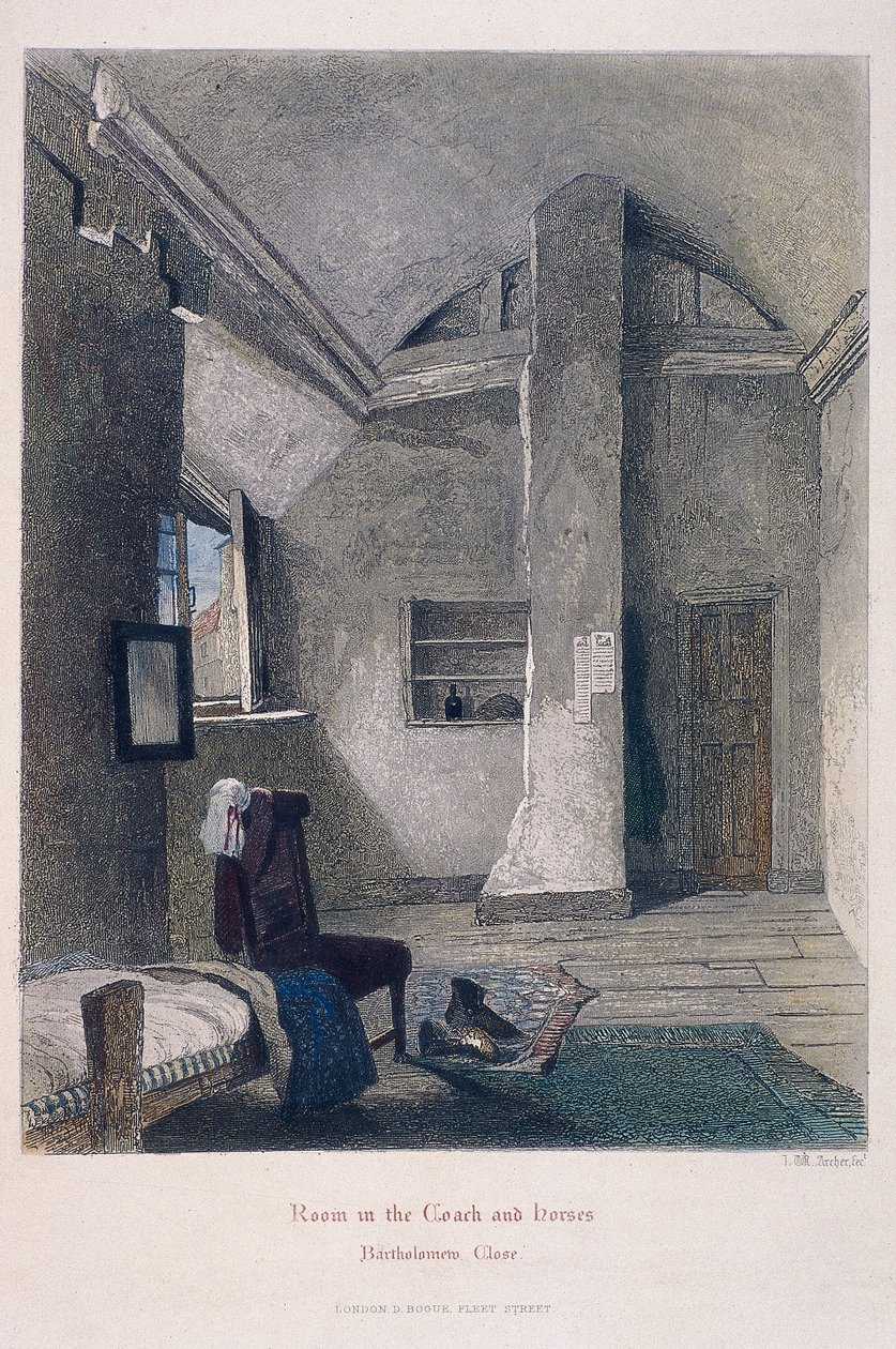 Coach and Horses Inn, Bartholomew Close, Londra, 1851 by John Wykeham Archer