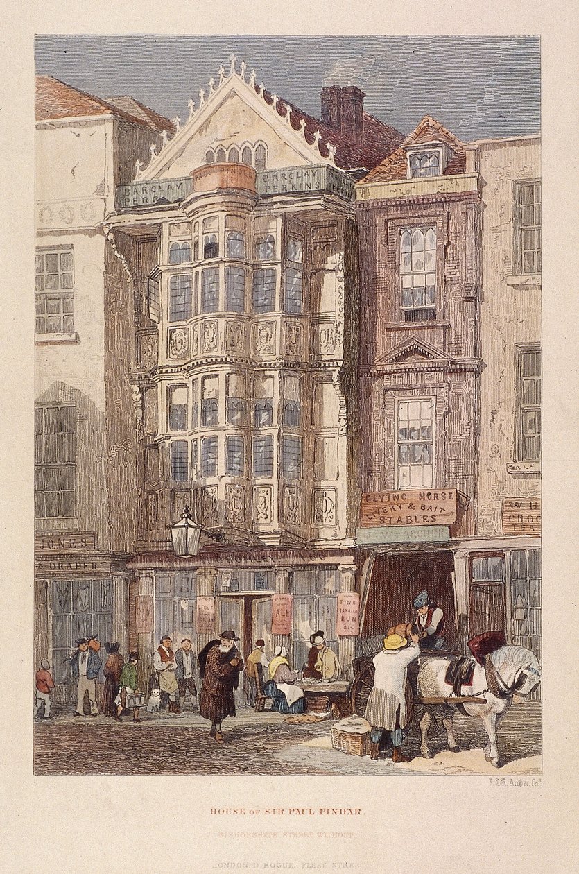 Paul Pindar Tavern, Bishopsgate, Londra, 1851 by John Wykeham Archer