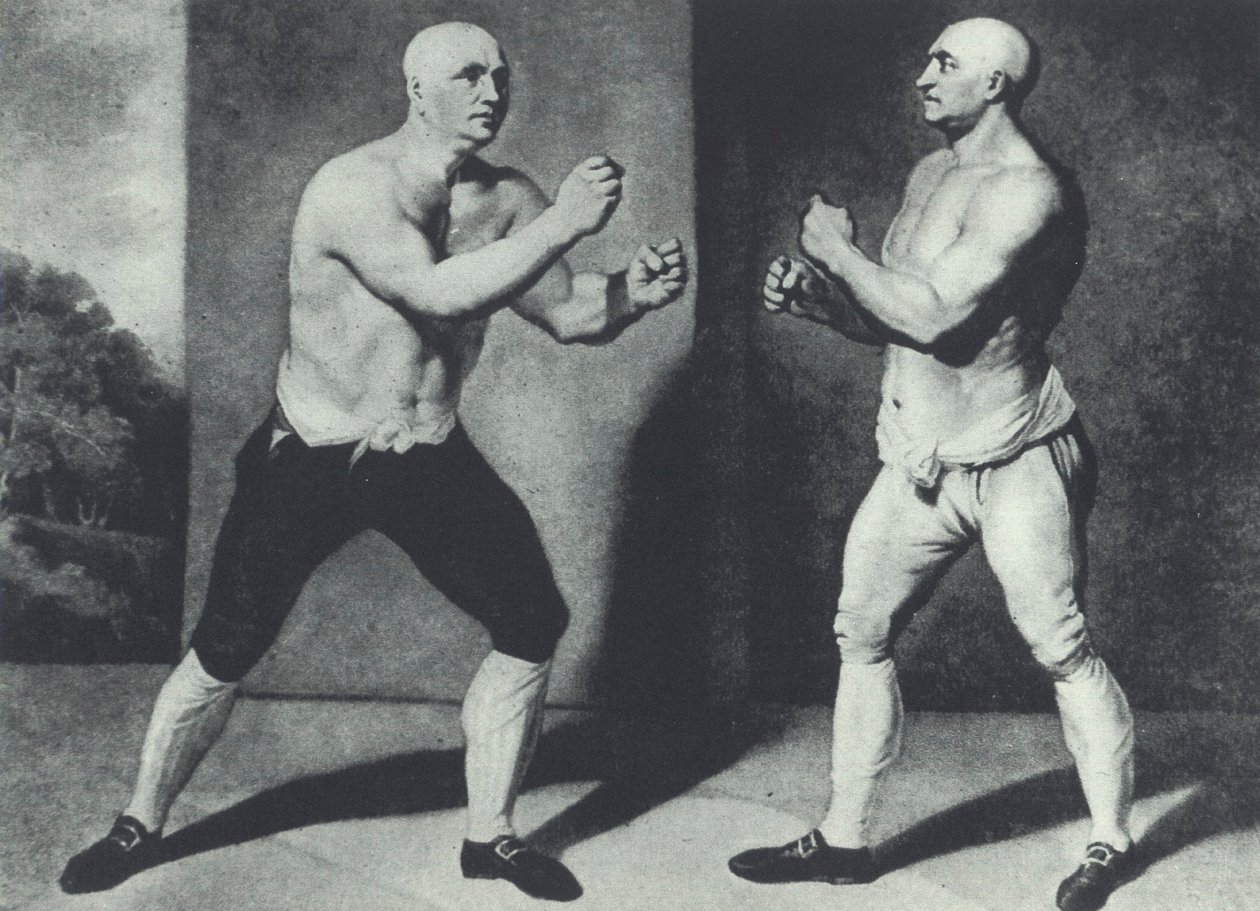 İlk İngiliz çıplak boksörler, John Broughton (solda) ve George Stevenson 1741