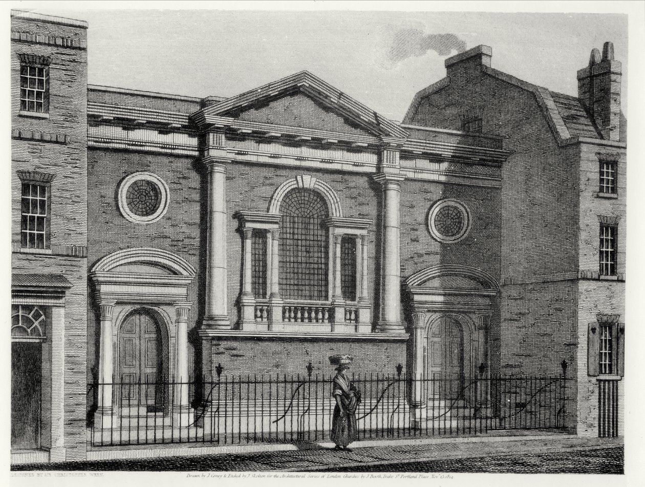Londra Kiliselerinin Mimari Serisi için J. Skelton tarafından kazınmış St. Alphage Kilisesi, pub. J. Booth tarafından, 1814 by John after Coney