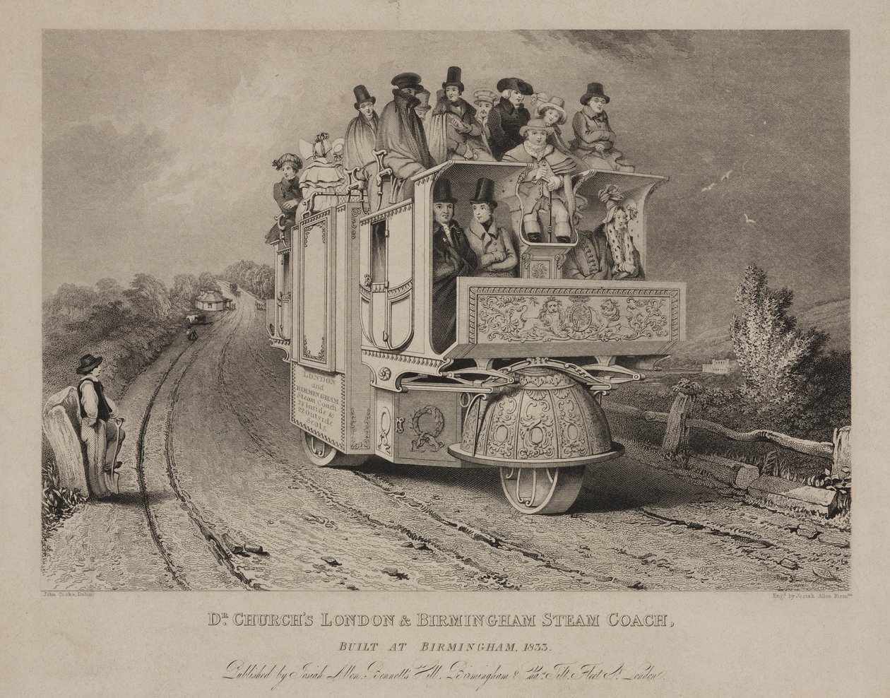 Dr. Churchs Londra ve Birmingham Buharlı Antrenör, 1833 by John after Cooke