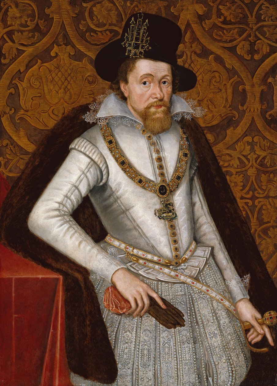 King James VI ve I, c.1605 (panelde yağlı boya) by John de the Elder Critz
