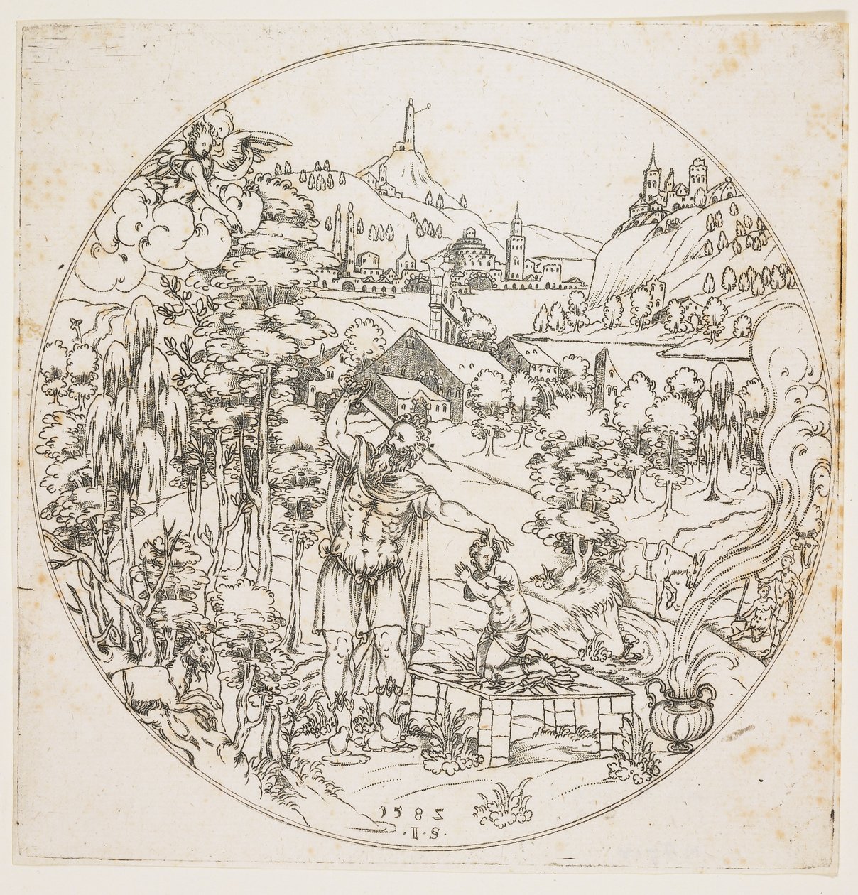 Abrahams Kurbanı, 1585 (delme gravürü) by Jonas Silber
