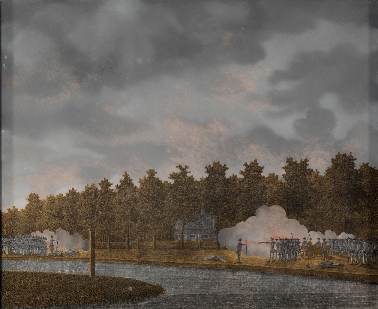 Exchange of Fire on the Vaartse Rijn near Jutphaas, 1787-88 (glass) by Jonas Zeuner
