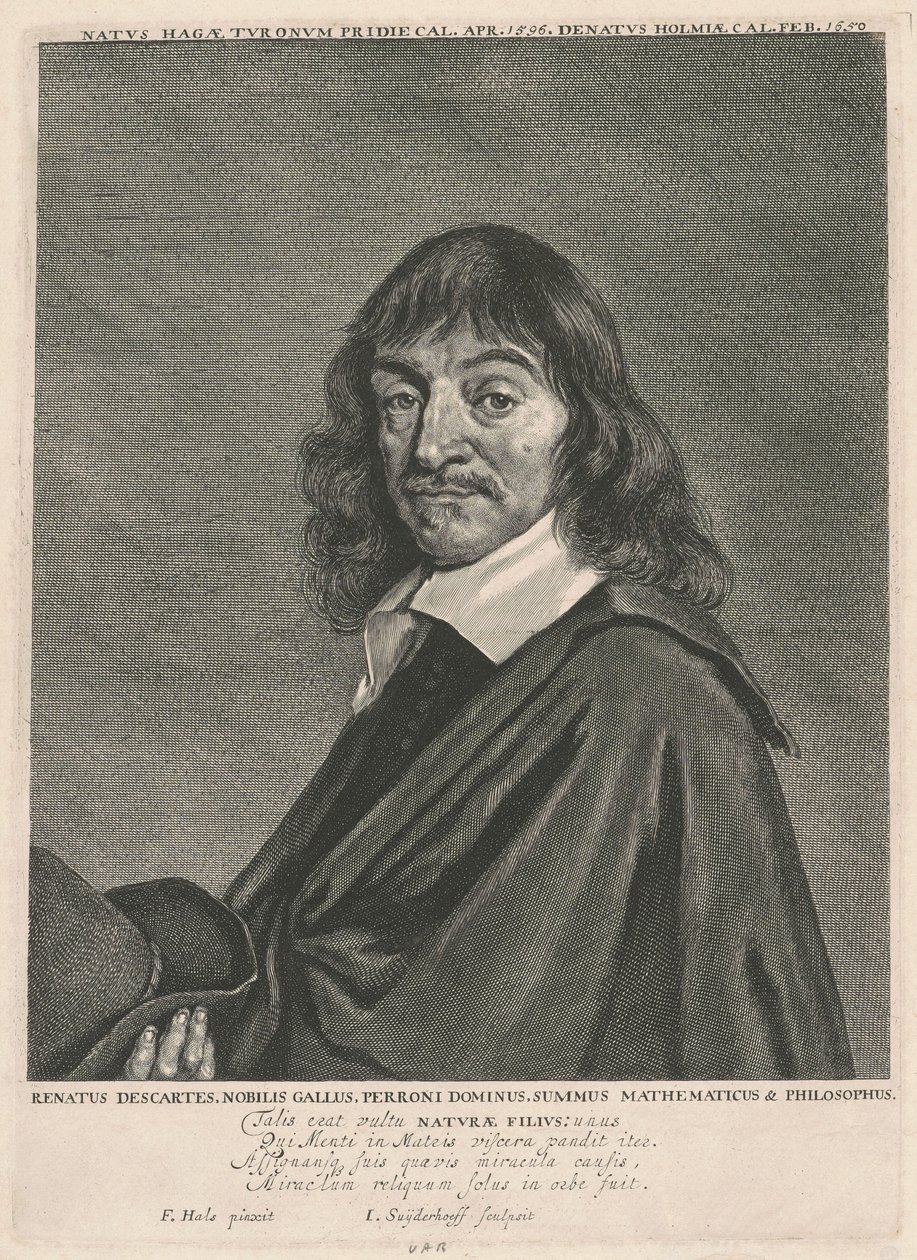Rene Descartes by Jonas Suyderhoff, after Frans Hals