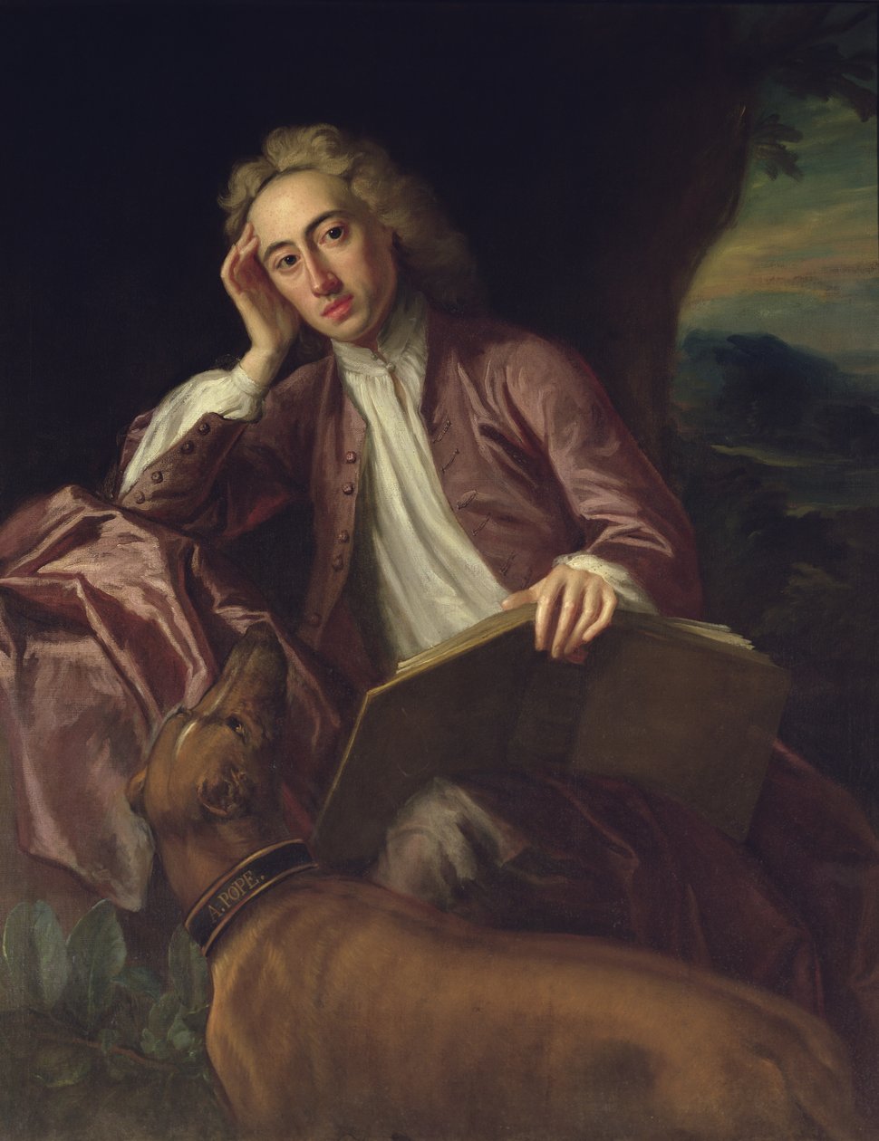 Alexander Pope ve köpeği, Bounce, c.1718 by Jonathan Richardson