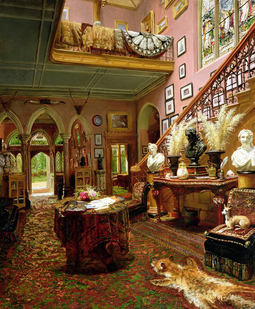 Salur og stigi sveitahúss, 1888 by Jonathan Pratt